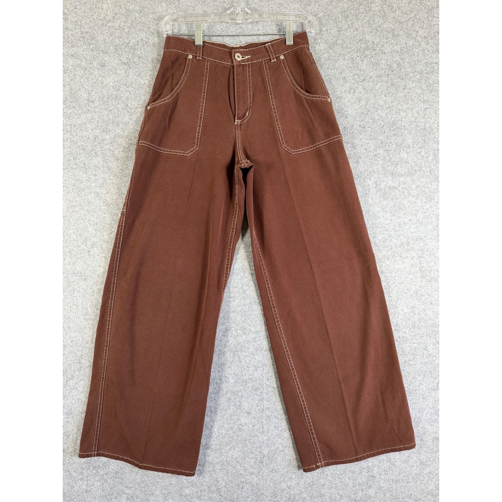 Express Carpenter Pants Womens 3/4 Brown Excellent Vintage Wide Leg Stitch